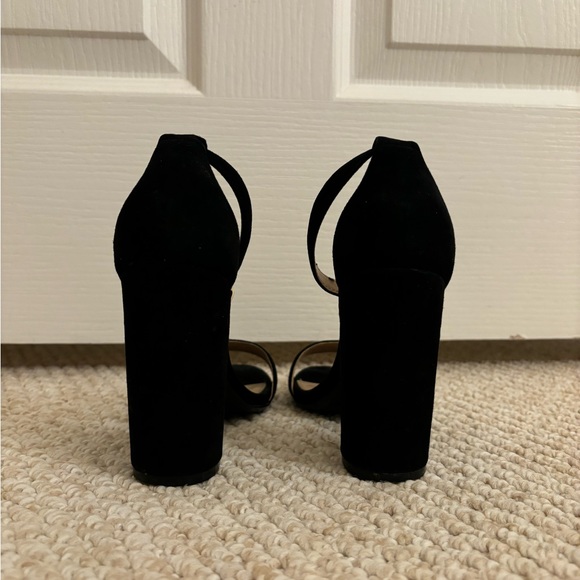 STEVE MADDEN Carrson Black Suede Block Heel with Ankle Strap - Picture 9 of 12